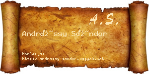 Andrássy Sándor névjegykártya